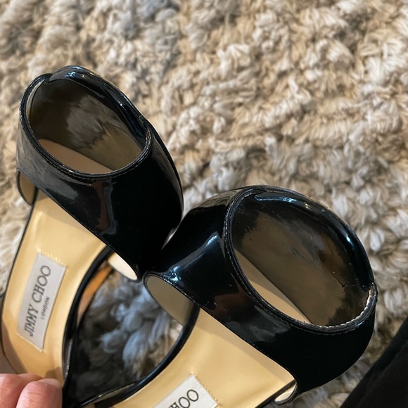 Jimmy Choo Black Patent Leather D’orsay Peep Toe pump size 38.5 - Picture 5 of 7